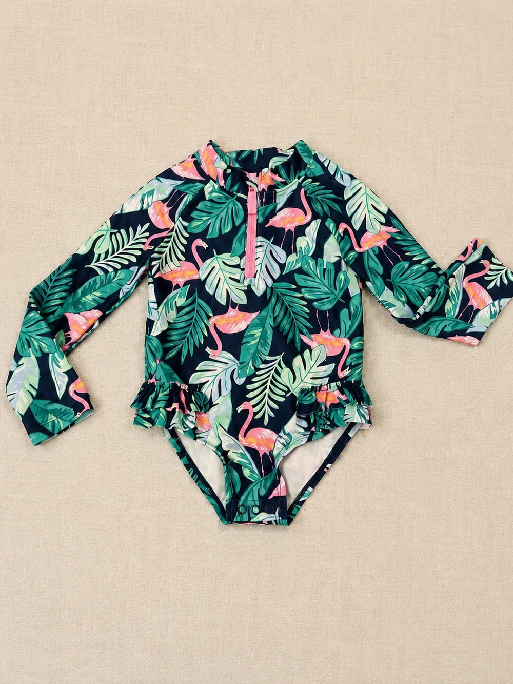 Carter’s 24M Flamingo Tropical Rash Guard Swimsuit UPF 50+ One Piece